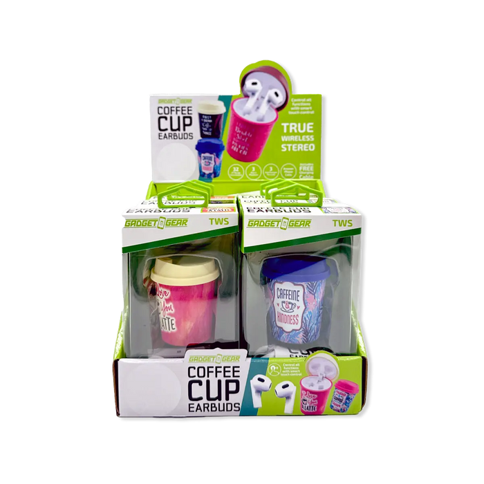 Wireless Earbuds with Coffee Cup Case - 6 Pieces Per Retail Ready Display 25286 GADGET GEAR