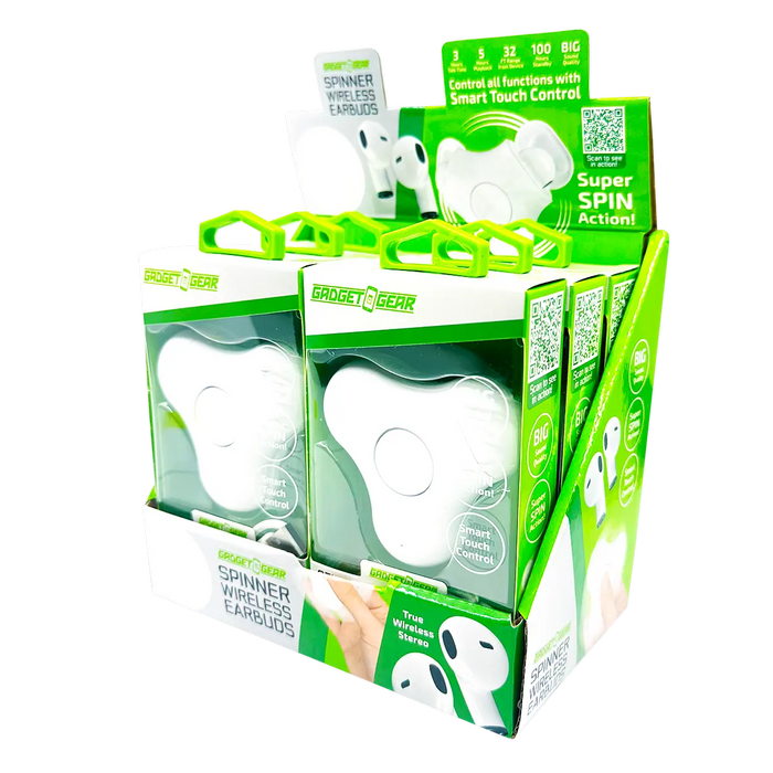 Wireless Earbuds with Fidget Spinner Case - 6 Pieces Per Retail Ready Display 25114 GADGET GEAR