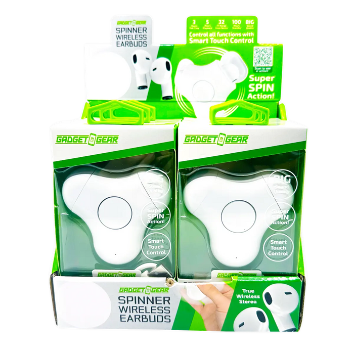 Wireless Earbuds with Fidget Spinner Case - 6 Pieces Per Retail Ready Display 25114 GADGET GEAR
