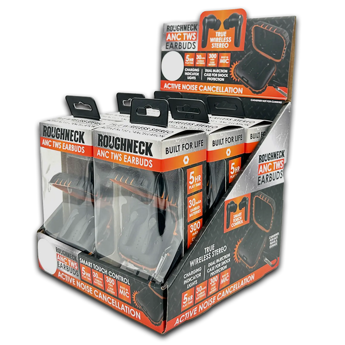 Wireless Earbuds with Heavy Duty Case - 6 Pieces Per Retail Ready Display 23695 ROUGHNECK