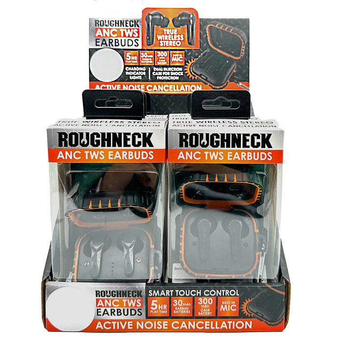 Wireless Earbuds with Heavy Duty Case - 6 Pieces Per Retail Ready Display 23695 ROUGHNECK