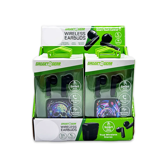 Wireless Earbuds with Printed Case - 6 Pieces Per Retail Ready Display 25062 GADGET GEAR