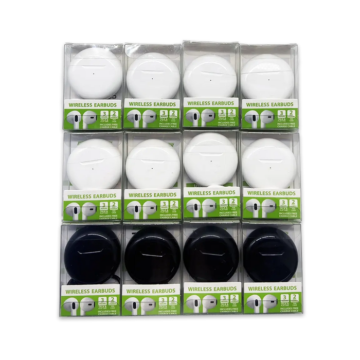 Wireless Earbuds With Round Charging Case - 12 Pieces Per Pack 24688 GADGET GEAR