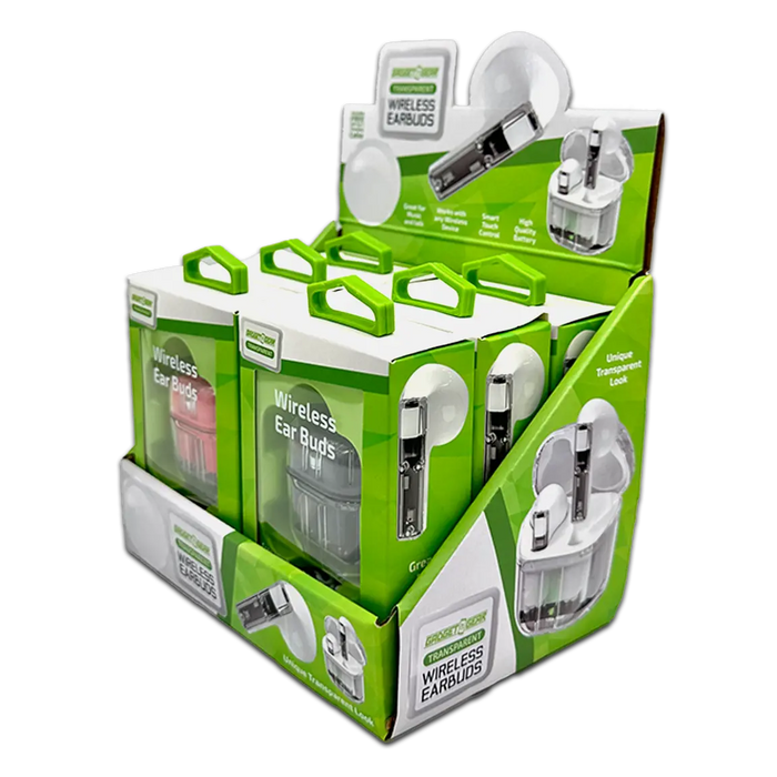 Wireless Earbuds with Transparent Case - 6 Pieces Per Retail Ready Display 23866 GADGET GEAR