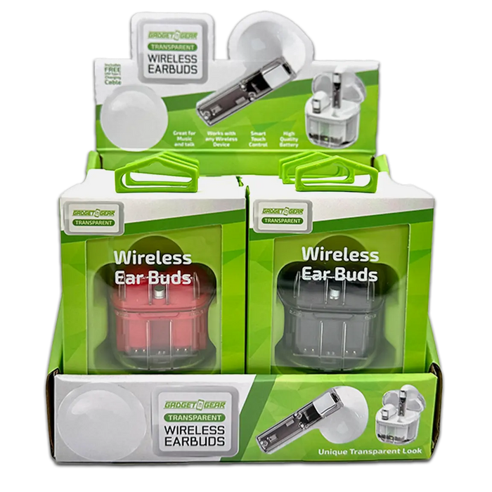 Wireless Earbuds with Transparent Case - 6 Pieces Per Retail Ready Display 23866 GADGET GEAR