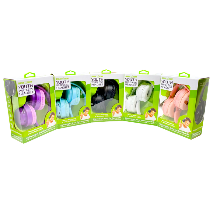 Wireless Headphones Youth with Aux Cable - 6 Pieces Per Retail Ready Display 23724 GADGET GEAR