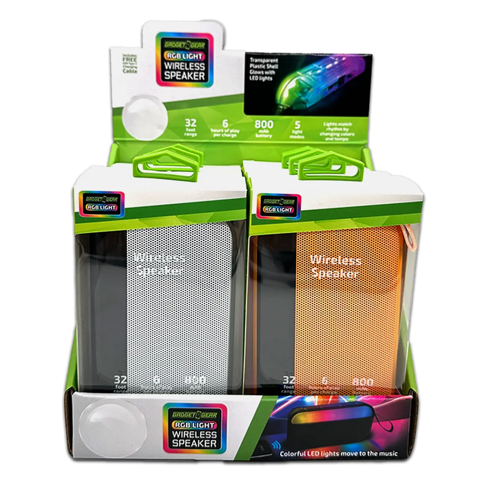 Wireless Speaker Transparent with LED Lights - 6 Pieces Per Retail Ready Display 23874 NOVELTY INC