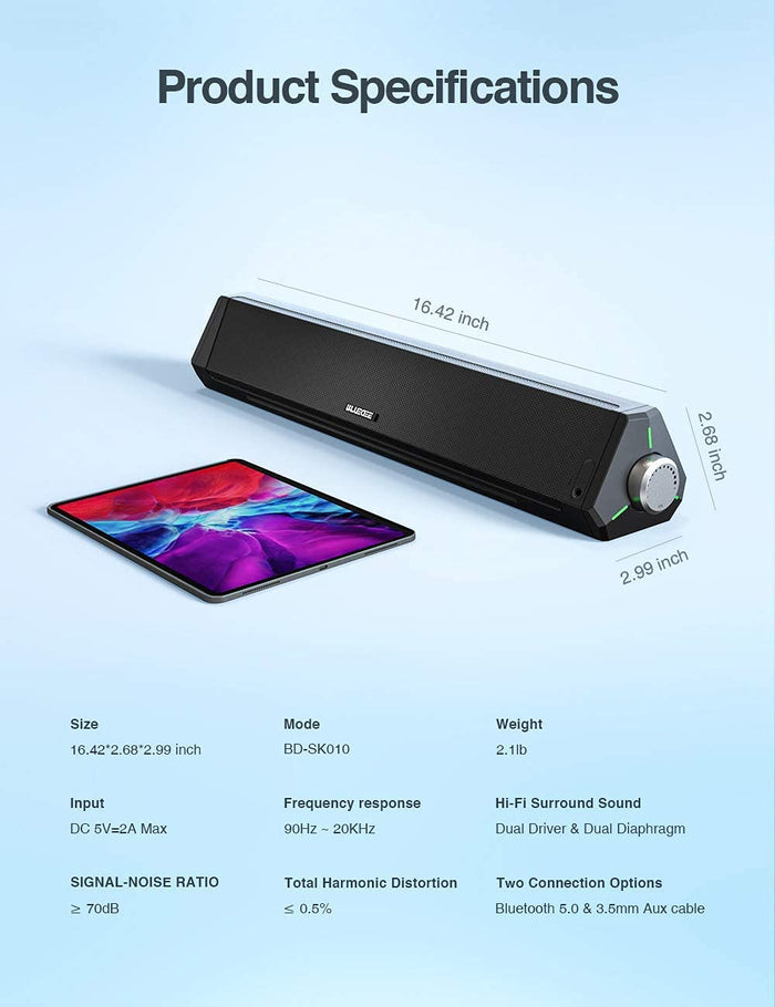 XOTIC PC Wired Computer Sound Bar