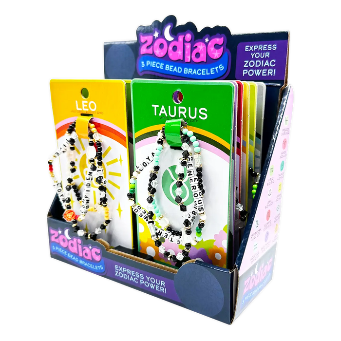Zodiac 3-Piece Bead Bracelets - 12 Pieces Per Retail Ready Display 25069 NOVELTY INC